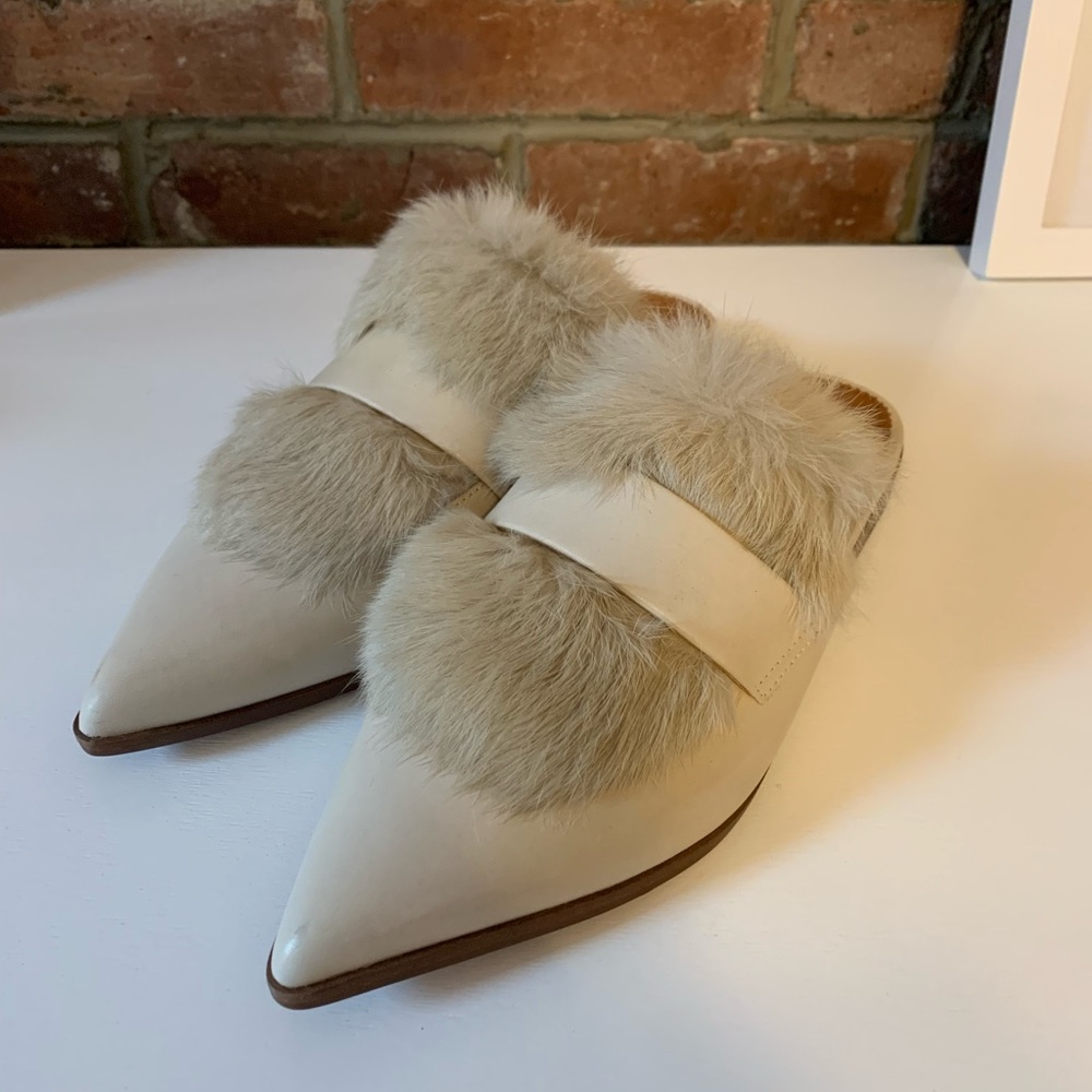 Brand new Franco Sarto fur mules